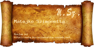 Matejko Szimonetta névjegykártya